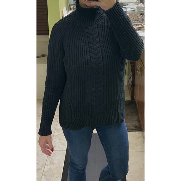 Lululemon cable knit turtleneck sweater size 8 black large - Picture 1 of 8